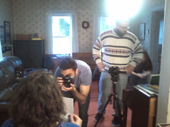 SUNY Documentary Crew setting up in the Bertolozzi house, 2015, #2